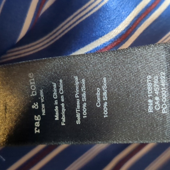 RAG & BONE Silk Felix Stripe Silk Blouse with Popover Waist Tie - S - Picture 7 of 8